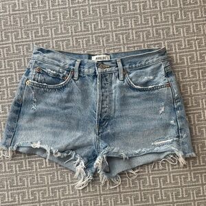 Agolde Light Blue Distressed Jean Shorts